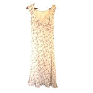 Max Studio London Yellow Floral Ruffle Maxi Dress Cap Sleeve Size S